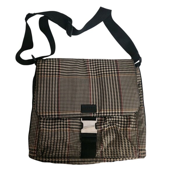 Ralph Lauren 90's Buckle Clasp Houndstooth Cross Over Messenger Bag - Picture 1 of 14
